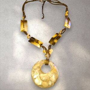 Artisan seashell and resin faux mother of pearl beaded Necklace